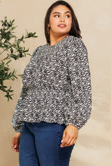 Oddi Plus Peplum Hem Zebra Printed Blouse