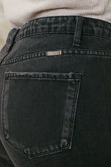 Kan Can USA Plus High Rise Frayed Hem Distressed Denim SHORTS - Black