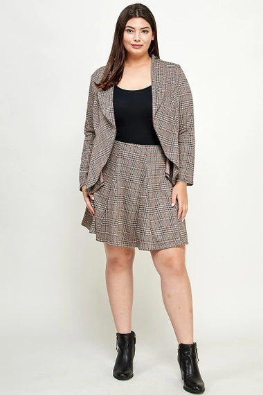 Haute Fox Plus Size Plaid Knit Aline Skirt