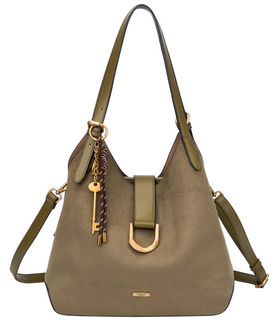 Bessie London Suede Shoulder Bag with Charm