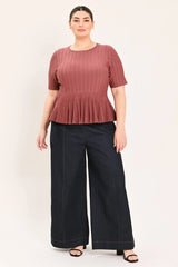 Flying Tomato Plus Size Sweater Knit Top - Marsala