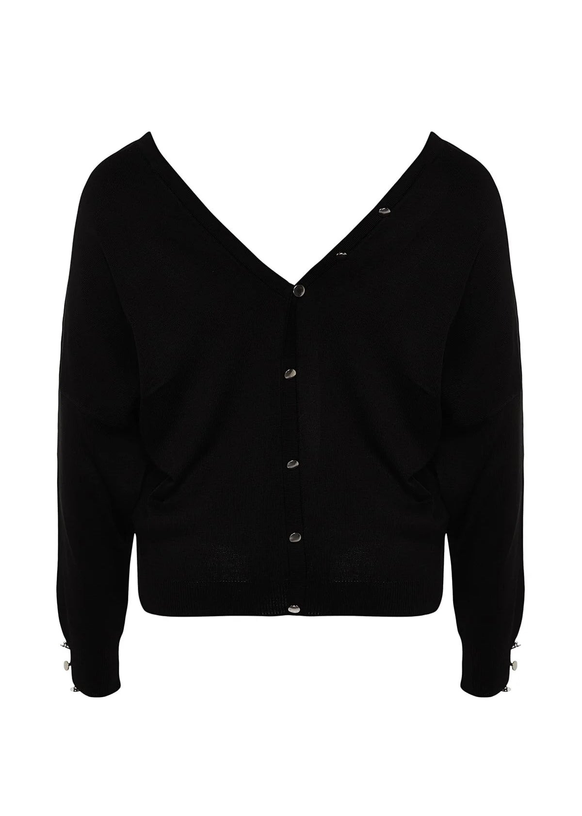 Plus Size Back Detailed Sweater - Black
