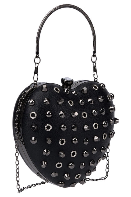 Bessie London Studded Heart Crossbody Bag