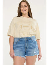 Kan Can USA Plus High Rise Double Band Mom SHORTS - Medium Wash