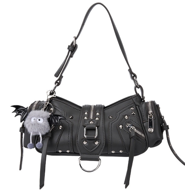 Bessie London Punk Buckle Baguette Bag