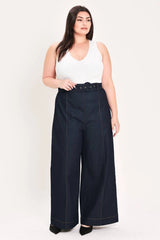 Flying Tomato Plus Size Wide Leg Denim Pant - Dark Denim