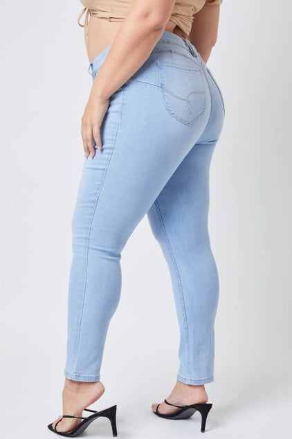 YMI Plus Sustainable Wannabettabutt Skinny Jeans- Light Blue