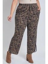 YMI Plus Size Wide Leg Pant with Side Slit Hem - Multi