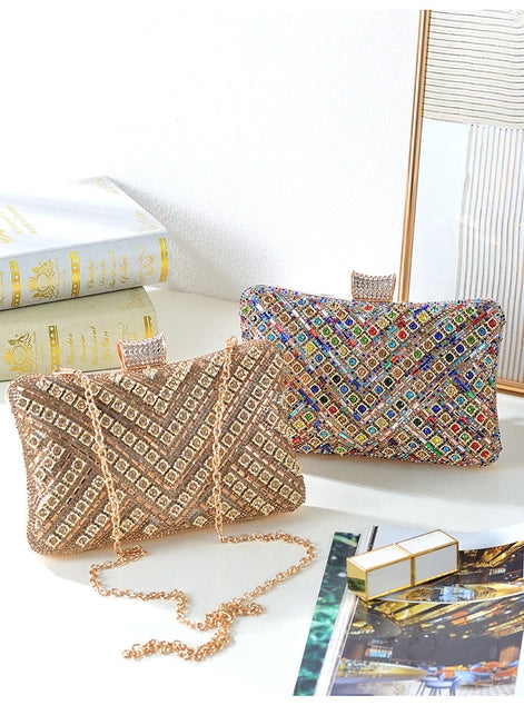 PEACH ACCESSORIES Crystals Stones Evening Clutch Bag - Rainbow