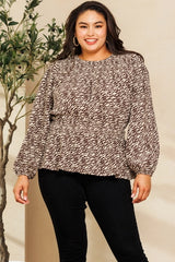 Oddi Plus Peplum Hem Zebra Printed Blouse