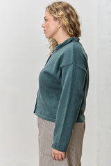 Polagram Plus Size Sweater Cardigan with Collar - Hunter Green