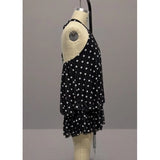 Curve Market Plus Size Polka Dot Mesh Halter Neck Drop Waist Mini Dress