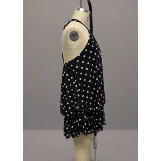 Curve Market Plus Size Polka Dot Mesh Halter Neck Drop Waist Mini Dress