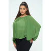 DORCAS Plus Sunburst Pleated Blouse - Green