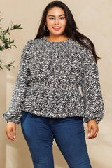 Oddi Plus Peplum Hem Zebra Printed Blouse