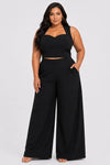 D.ROCK Plus Size Set Long Wide Legs Pants and Sleeveless Top