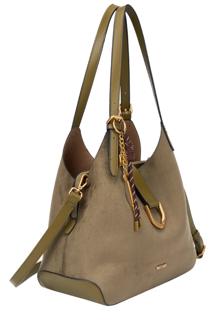 Bessie London Suede Shoulder Bag with Charm
