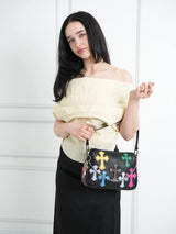 Bessie London Cross Appliqué Shoulder Bag - Black