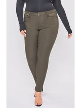 YMI Junior Plus Size Hyperstretch Skinny Pants - Dark Olive