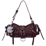 Bessie London Punk Buckle Baguette Bag