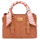 Bessie London Checkerboard Buckle Tote with Scarf