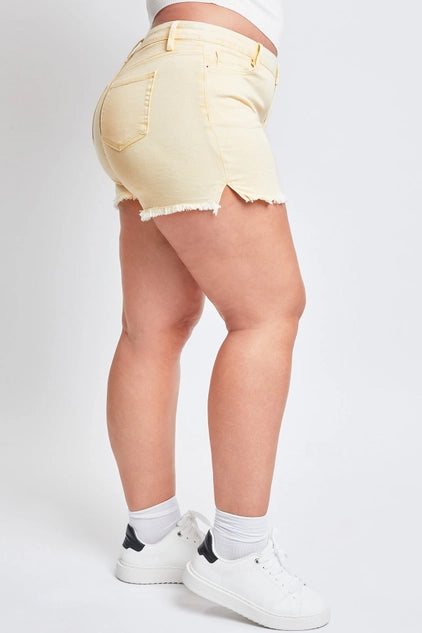 YMI Plus High Rise 80's Acid Wash Mom Short