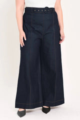 Flying Tomato Plus Size Wide Leg Denim Pant - Dark Denim