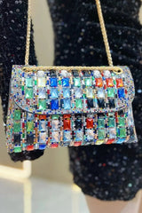 PEACH ACCESSORIES Geometric Rhinestone Clutch - Multi