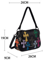 Bessie London Cross Appliqué Shoulder Bag - Black
