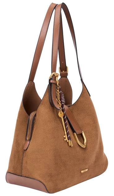 Bessie London Suede Shoulder Bag with Charm