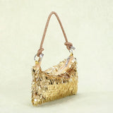 PEACH ACCESSORIES Sparkle and Shine Silver Fringe Bag - Gold