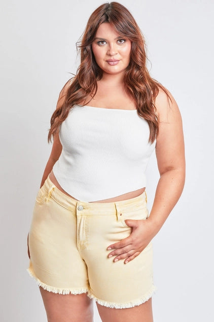 YMI Plus High Rise 80's Acid Wash Mom Short