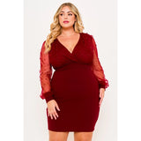 DORCAS Plus Size Pearl Beaded On Mesh Mini Dress