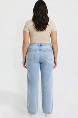 YMI Junior Plus Bella High Rise Wide Leg Jeans - Light Wash