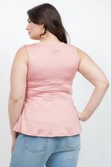 Haute Fox Plus Size Twist Front Peplum Tank Top