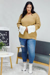Davi & Dani Plus - Contrast Cuff Ribbed Knit Scoop Neck Sweater