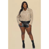 The Sang Plus Leopard Stretch Suede Biker Jacket