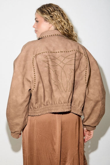 Baevely (Plus) Zip Up Jacket with Studs
