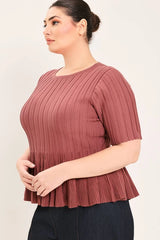 Flying Tomato Plus Size Sweater Knit Top - Marsala