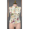 Black Pearl Clothing Plus Painted Command Denim Vest - Beige