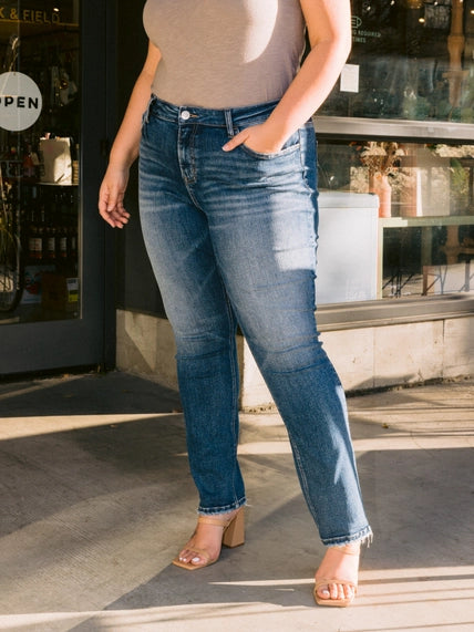 Lovervet by VERVET Plus Size Mid Rise Slim Straight Jeans - Medium Wash