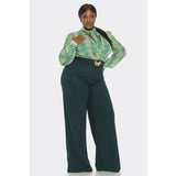 DORCAS Plus Front Necktie Long Sleeve Gold Belt Jumpsuit