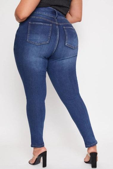 YMI Plus 3 Button High-Rise Skinny Jeans