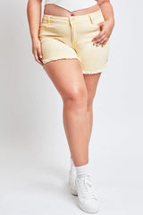 YMI Plus High Rise 80's Acid Wash Mom Short