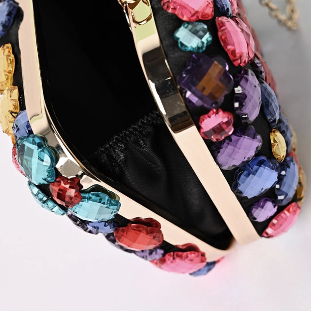 PEACH ACCESSORIES Crystals Evening Clutch Bag - Beige