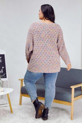 Davi & Dani Plus - Confetti Speckled Knit Tunic Sweater - Mauve Multi