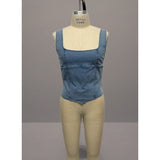 Curve Market Plus Size Denim Square Neck Corset Style Tank Top