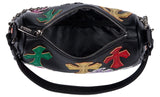 Bessie London Cross Appliqué Shoulder Bag - Black