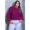 DORCAS Plus Velvet Long Sleeve Top - Orchid