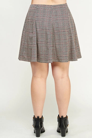 Haute Fox Plus Size Plaid Knit Aline Skirt